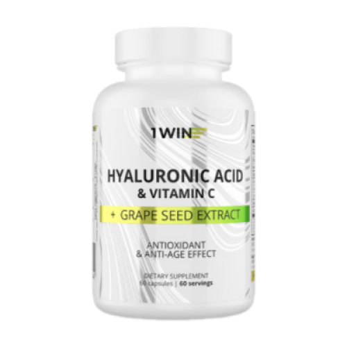 1WIN Гиалуроновая кислота с витамином С и экстрактом виноградной косточки/Hyaluronic acid with vitamin C and grape seed extract капсулы массой 435 мг 60 шт