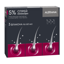 Алерана спрей для наружного применения 5 % 60 мл 3 шт Алерана спрей для наружного применения 5 % 60 мл 3 шт