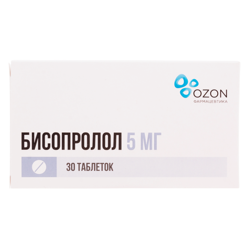 Бисопролол таблетки покрыт.плен.об. 5 мг 30 шт Бисопролол таблетки покрыт.плен.об. 5 мг 30 шт