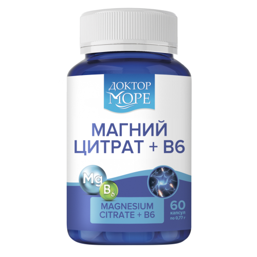 Доктор Море Магний цитрат+B6 оптимум/Magnesium Citrate+B6 optimum капсулы по 0,77 г 60 шт Доктор Море Магний цитрат+B6 оптимум/Magnesium Citrate+B6 optimum капсулы по 0,77 г 60 шт