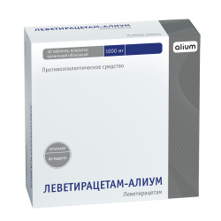 Леветирацетам-Алиум таблетки покрыт.плен.об. 1000 мг 30 шт Леветирацетам-Алиум таблетки покрыт.плен.об. 1000 мг 30 шт