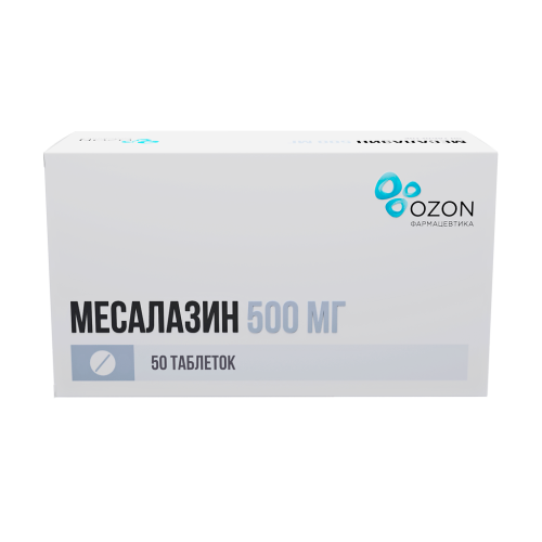 Месалазин таблетки кишечнорастворимые покрыт.об. 500 мг 50 шт Месалазин таблетки кишечнорастворимые покрыт.об. 500 мг 50 шт