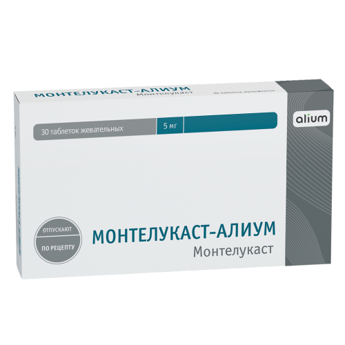 Монтелукаст-Алиум таблетки жевательные 5 мг 30 шт Монтелукаст-Алиум таблетки жевательные 5 мг 30 шт