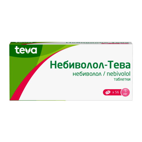 Небиволол-Тева таблетки 5 мг 56 шт Небиволол-Тева таблетки 5 мг 56 шт