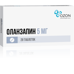 Оланзапин таблетки покрыт.плен.об. 5 мг 28 шт Оланзапин таблетки покрыт.плен.об. 5 мг 28 шт