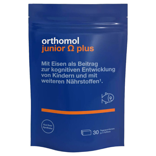 Orthomol Junior Omega plus/Ортомол Джуниор Омега плюс курс 30 дней жевательные ириски массой 5,0 г 90 шт