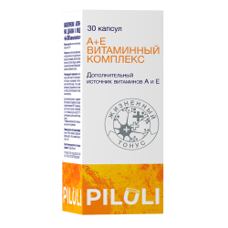 PILULI А+Е Витаминный комплекс капсулы по 0,2 г 30 шт PILULI А+Е Витаминный комплекс капсулы по 0,2 г 30 шт