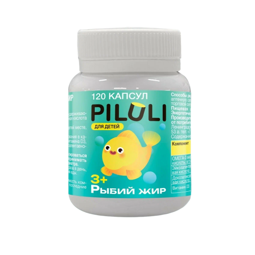 PILULI Детский рыбий жир Kids Fish Oil капсулы по 0,2 г 3+ 120 шт PILULI Детский рыбий жир Kids Fish Oil капсулы по 0,2 г 3+ 120 шт