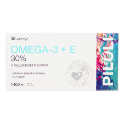 PILULI Омега-3 30% с кедровым маслом и вит E капсулы массой 1400 мг 30 шт PILULI Омега-3 30% с кедровым маслом и вит E капсулы массой 1400 мг 30 шт