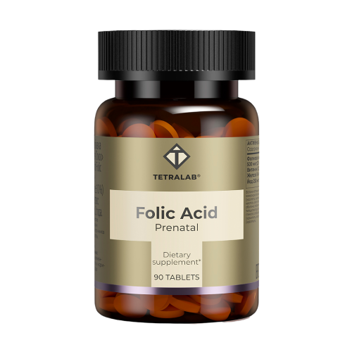 Tetralab Пренатал Folic Acid фолиевая таблетки покрыт.об. массой 310 мг 90 шт Tetralab Пренатал Folic Acid фолиевая таблетки покрыт.об. массой 310 мг 90 шт