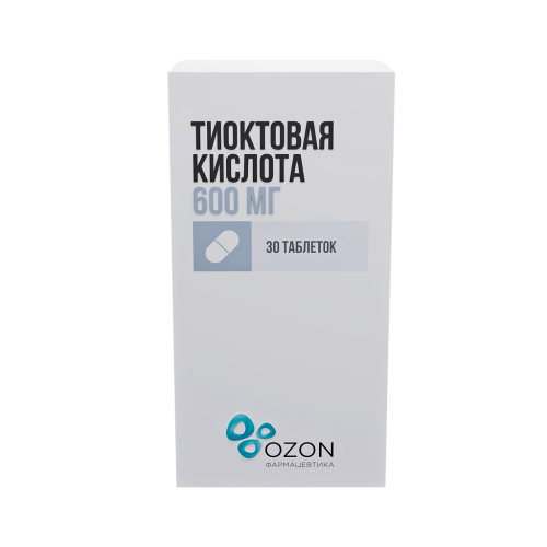 Тиоктовая кислота таблетки покрыт.плен.об. 600 мг 30 шт Тиоктовая кислота таблетки покрыт.плен.об. 600 мг 30 шт