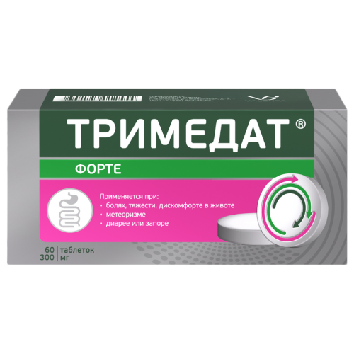 Тримедат Форте таблетки с пролонг высвобождением покрыт.плен.об. 300 мг 60 шт Тримедат Форте таблетки с пролонг высвобождением покрыт.плен.об. 300 мг 60 шт