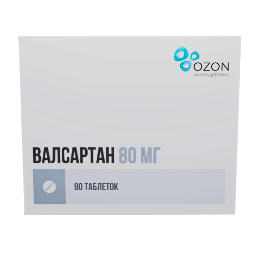 Валсартан таблетки покрыт.плен.об. 80 мг 90 шт Валсартан таблетки покрыт.плен.об. 80 мг 90 шт