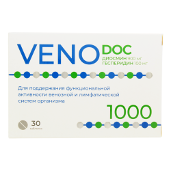 VENO DOC Диосмин 900 мг/гесперидин 100 мг от варикоза, отеков, тяжести в ногах таблетки по 1,6 г 30 шт VENO DOC Диосмин 900 мг/гесперидин 100 мг от варикоза, отеков, тяжести в ногах таблетки по 1,6 г 30 шт