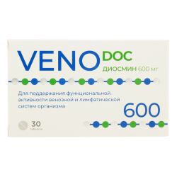 VENO DOC Венотонизирующий диосмин 600 мг таблетки массой 1,1 г 30 шт VENO DOC Венотонизирующий диосмин 600 мг таблетки массой 1,1 г 30 шт