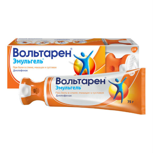 Вольтарен Эмульгель 1% с крышкой-аппликатором гель для наружного применения 1 % 75 г 1 шт Вольтарен Эмульгель 1% с крышкой-аппликатором гель для наружного применения 1 % 75 г 1 шт