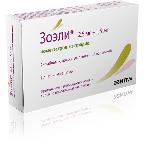 Зоэли таблетки покрыт.плен.об. 2,5 мг+1,5 мг 28 шт