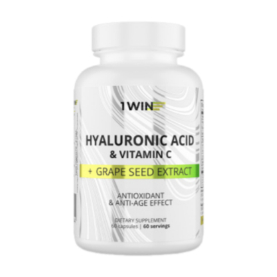 1WIN Гиалуроновая кислота с витамином С и экстрактом виноградной косточки/Hyaluronic acid with vitamin C and grape seed extract капсулы массой 435 мг 60 шт