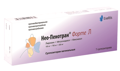 Нео-Пенотран форте Л суппозитории вагинальные 100 мг+750 мг+200 мг 7 шт